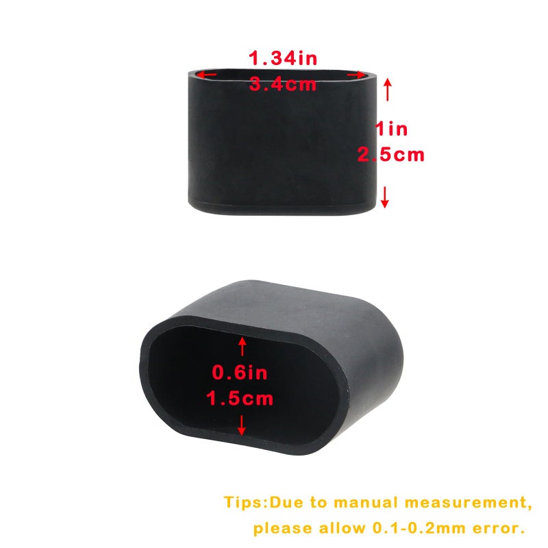 Geesatis 1.3" X 0.6" Oval Black Furniture Plastic Feet Cover Table Chair Legs Pad Floor Protector, PVC, Indoor & Outdoor Use, 20PCS - Image 2